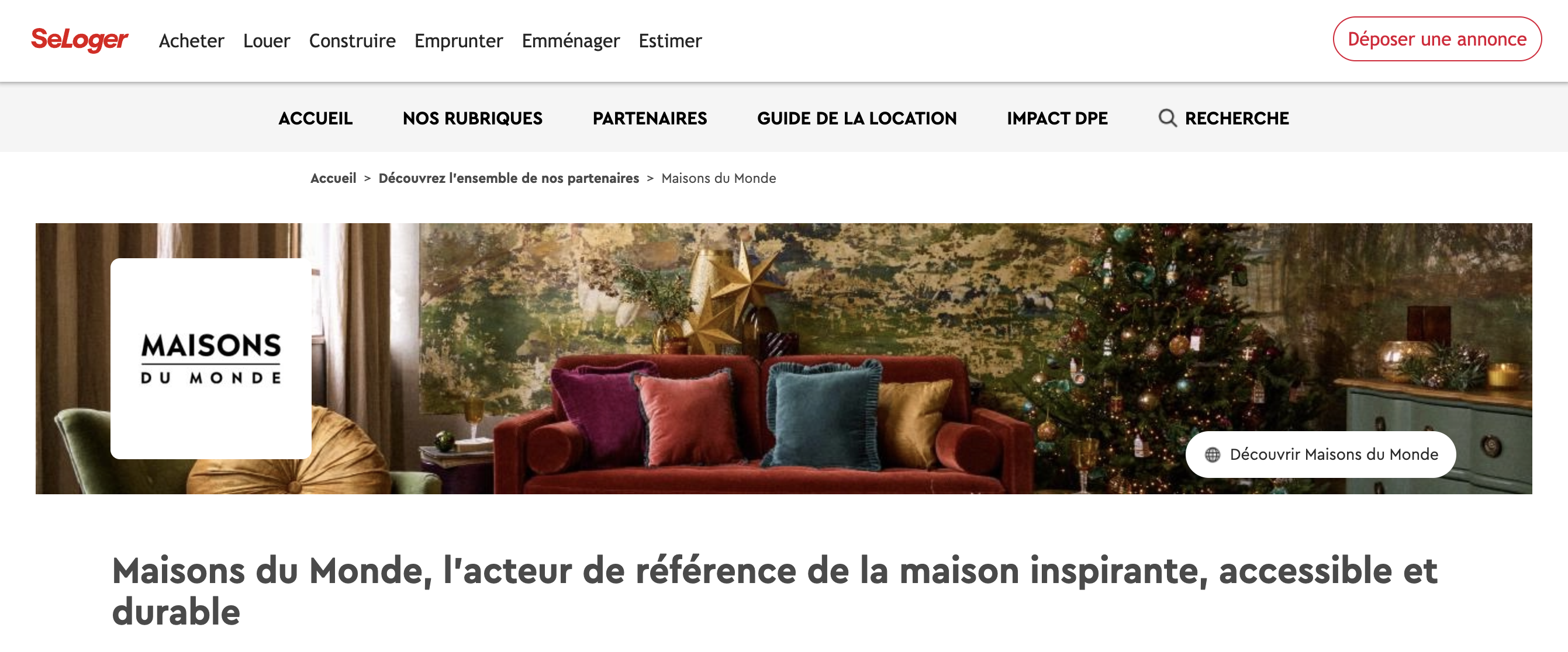 header maisons du monde noel seloger